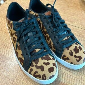 Cole Haan Margo Ocelot Leopard Calf Hair & Leather Lace-Up SZ 8B